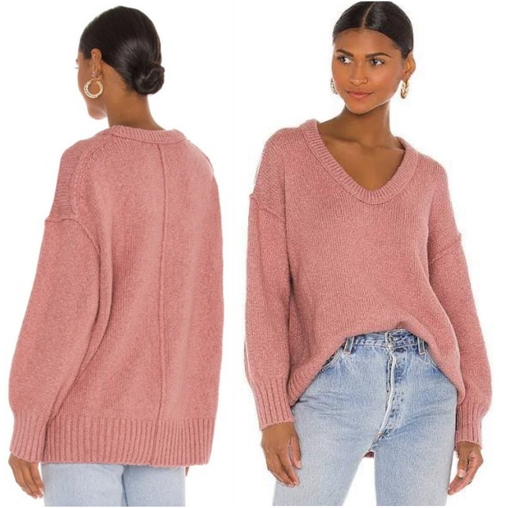 Free People Brookside Tunic Sweater in Alpine Rose